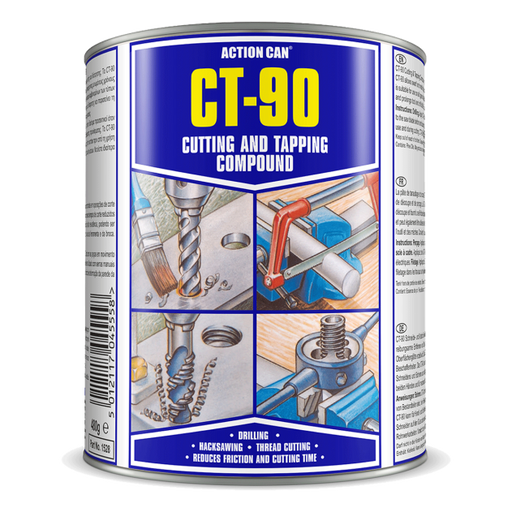 480g of Action Can CT-90 Cutting & Tapping Lubricant. Available from Fusion Fixings as part of a growing range of Action can oils, lubricants and sprays.