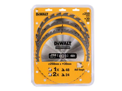 DeWALT DT1964 Construction Circular Saw Blade 3 Pack: 305mm x 30mm 24-48-60T