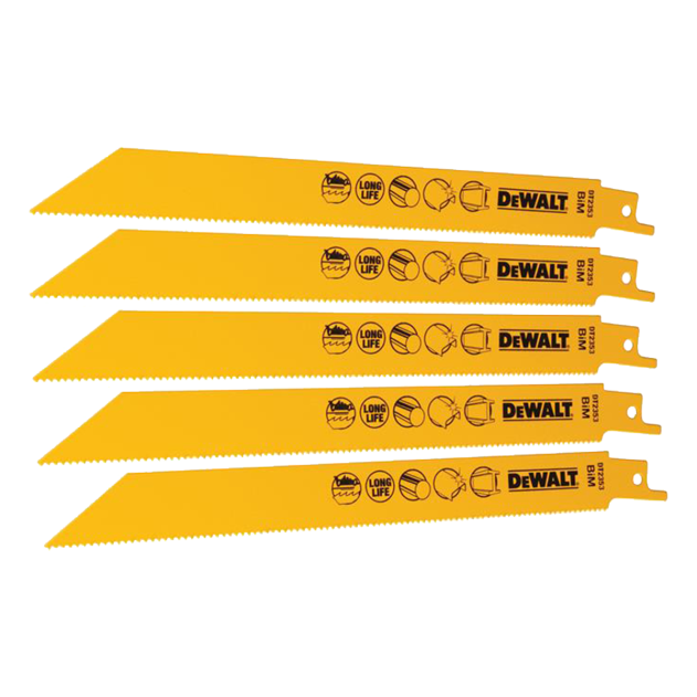 DeWALT DT2353 Metal Cutting Reciprocating Blades Bi-Metal 203mm Pacl of 5