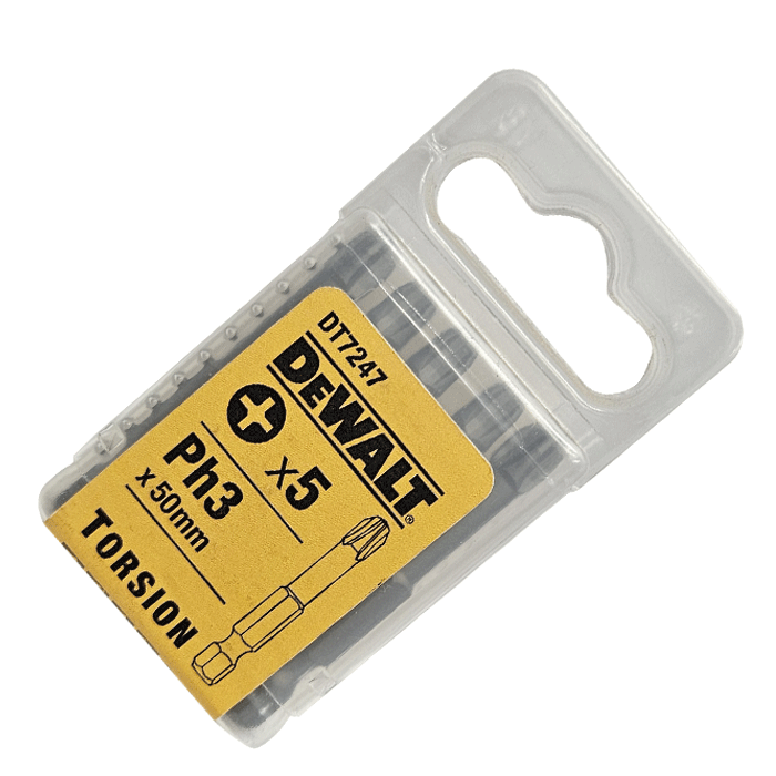 PH3 x 50mm DeWALT Phillips Torsion Driver Bits - Pack of 5, DT7247 - pack image from Fusion Fixings