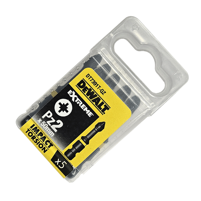 Pack image for the PZ2 x 50mm DeWALT Pozi Extreme Impact Torsion Driver Bits - Pack of 5, DT7391T-QZ
