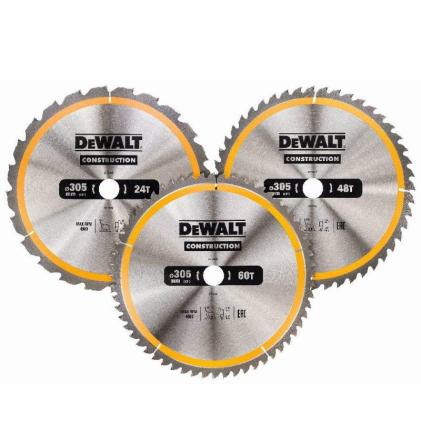 DeWALT DT1964 Construction Circular Saw Blade 3 Pack: 305mm x 30mm 24-48-60T