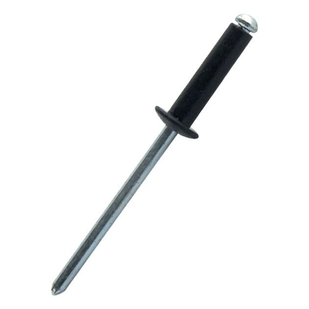 40 Rivetti Ciechi In Alluminio 4.8x12 Mm - A Flangia Larga, Per Metallo, Plastica E Pelle (Nero)