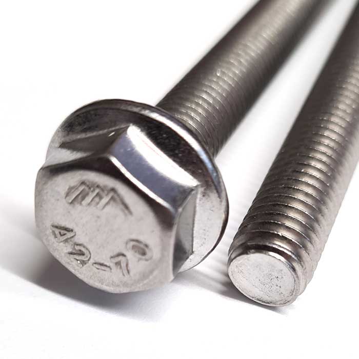 M10 x 55mm Hex Flange Bolt, A2 Stainless Steel DIN 6921