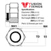Size guide for 6-32 Nyloc Nut, UNC, A2 Stainless Steel ASME B18.16.6