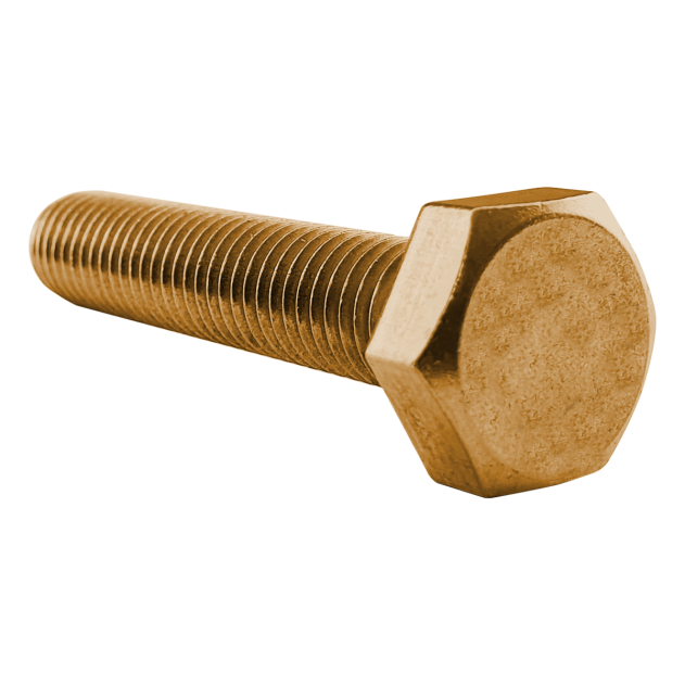 M12 x 50mm Brass Hex Set Screw (Fully Threaded Bolt) DIN 933