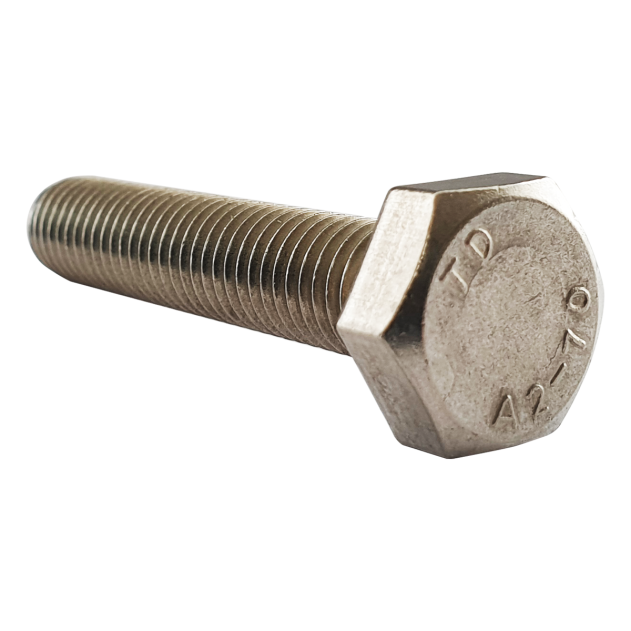 Product photography for M16 x 45mm Hex Set Screw (Fully Threaded Bolt) A2 Stainless Steel DIN 933 part of a growing range from Fusion Fixings