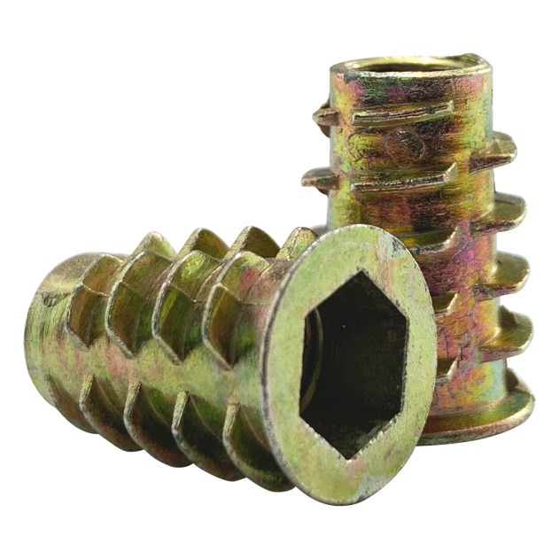 M10 x 25mm Type D Flanged Threaded Insert Nut (10mm key) Zinc Plated