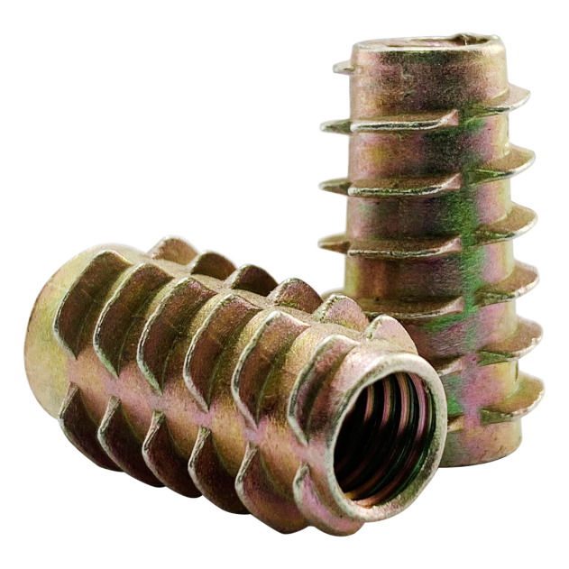 M6 x 13mm E Type Threaded Insert Nut, Zinc Plated