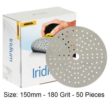 Mirka 150mm Iridium Sanding Discs (121 Holes) 180 Grit - Pack of 100, 246CH09918 part of a growing brand at Fusion Fixings