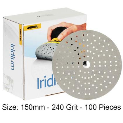 product image for Mirka 150mm Iridium Sanding Discs (121 Holes) 240 Grit - Pack of 100, 246CH09925 