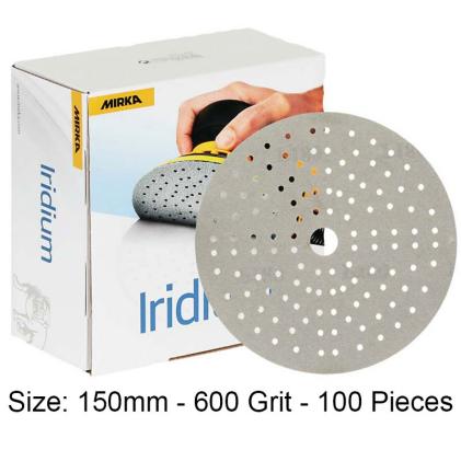 Product image for Mirka 150mm Iridium Sanding Discs (121 Holes) 600 Grit - Pack of 100, 246CH09961