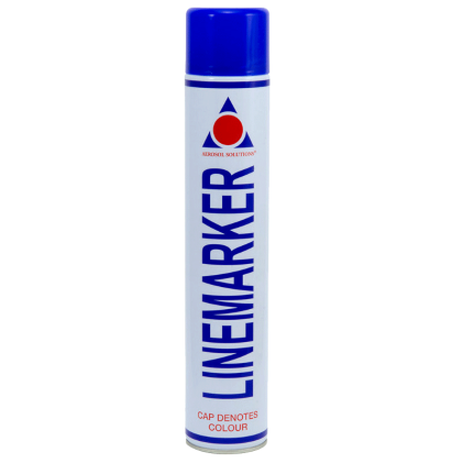 Blue Line Marker Spray Paint in a handy to use 750ml Aerosol can.  Ideal for use with many surfaces including grass, concrete, laminate and more 
