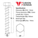 Size guide for the M10 (12mm) x 150mm Hex Head Concrete Ankerbolt, BZP Grade 8.8 steel