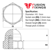 Size guide for the M3 Hexagon Dome Nut Metric Brass, DIN 1587