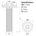 Size guide for the M5 x 16mm Socket Button Flange Screw BZP Grade 10.9