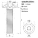 Size diagram for M6 x 35mm Flanged Socket Button Head Screw, BZP, Grade 10.9