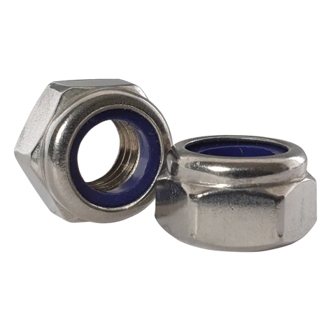 M8 x 1mm Metric Fine Nyloc Nut Zinc Plated DIN 985