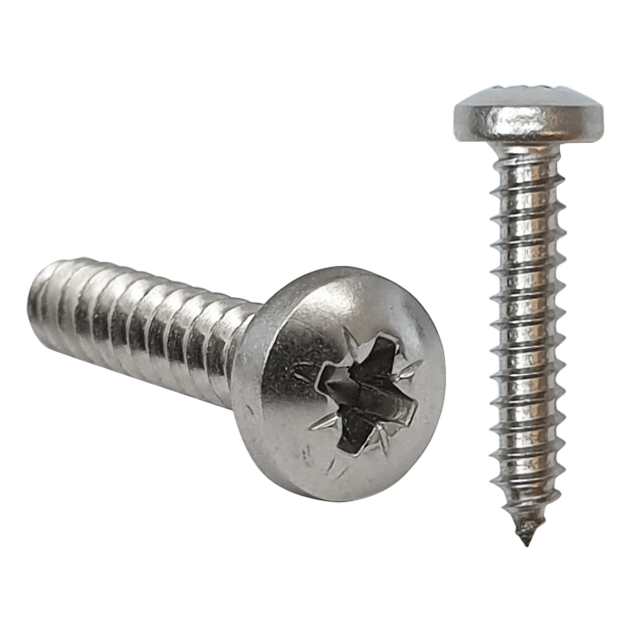 6.3mm (No.14) x 32mm Pozi Pan Head Self-tapping Screw A2 Stainless Steel DIN 7981C Z