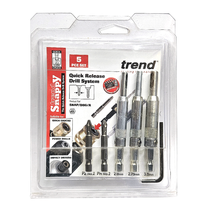 Trend Snappy Drill Bit & Guide 5 Piece Set (SNAP/DBG/A) - CLEARANCE