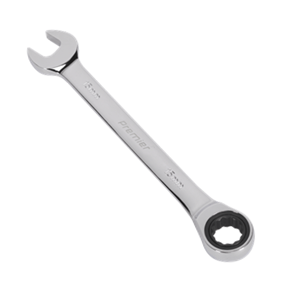 Product image for 15mm Sealey Combination Ratchet Spanner (RCW15) part of a growing range from Fusion Fixings