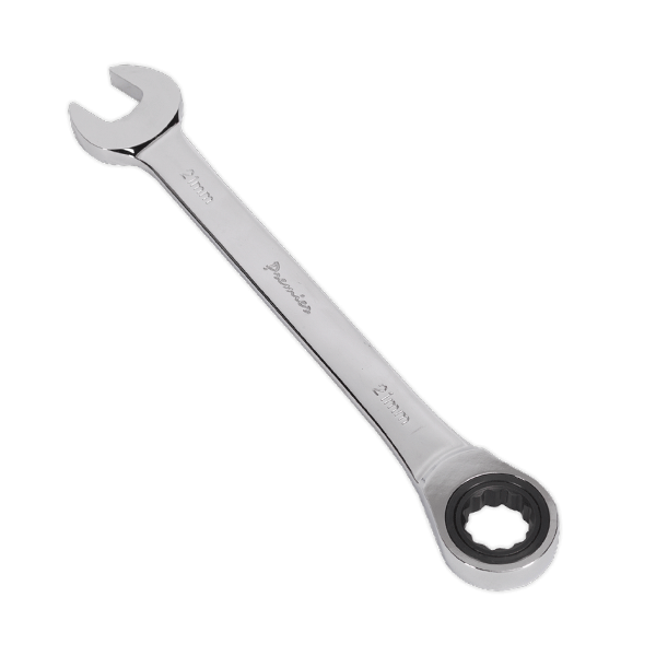 Product photography for 21mm Sealey Combination Ratchet Spanner (RCW21) part of an expanding range from Fusion Fixings