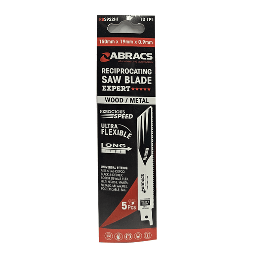 Abracs 150mm Reciprocating Saw Blades, 10tpi, Pack of 5 (RBS922HF) Clearance