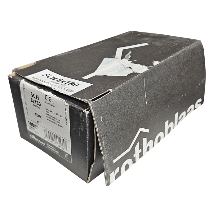 8 x 180mm Rothoblaas Torx Countersunk Premium Woodscrew, Box of 100 (SCH8180) - Clearance