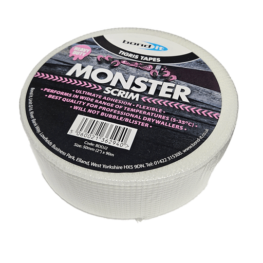 White self adhesive scrim tape, 50mm x 90m, BDDJ2 - CLEARANCE