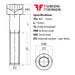 Size guide for the M5 x 15mm Socket Cap Head Screw, Self Colour, DIN 912