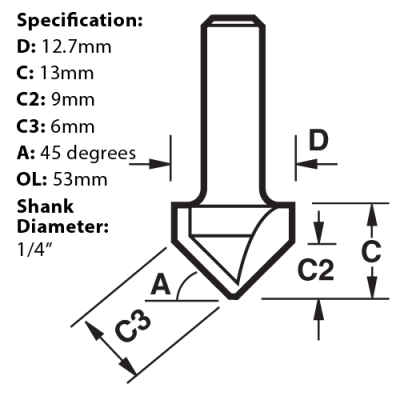 Cutter guide for the Trend Chamfer V Groove Router Cutter, 45 degrees, C044X1/4TC