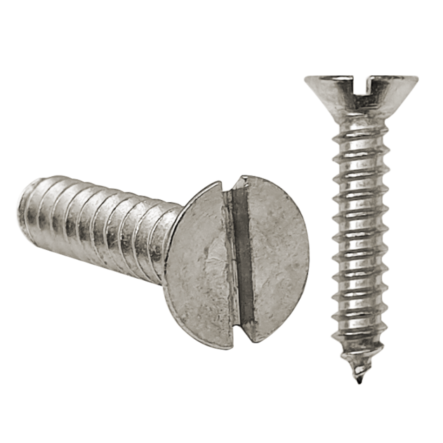 6.3mm (No.14) x 22mm Slotted Countersunk Self-tapping Screw A2 Stainless DIN 7972C