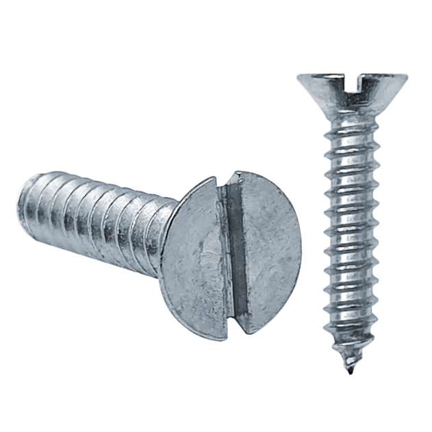 4.8mm (No.10) x 22mm Slotted Countersunk Self-tapping Screw BZP DIN 7972C