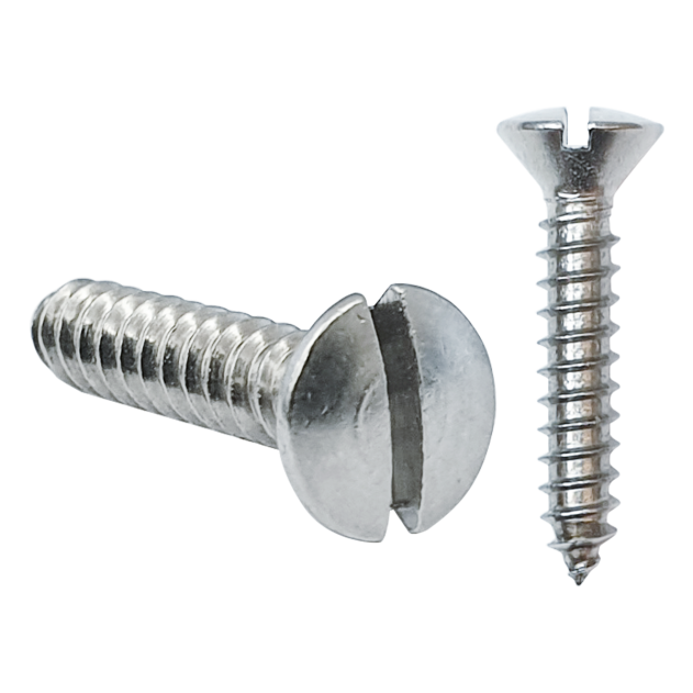 5.5mm (No.12) x 16mm Slotted Raised Countersunk Self-tapping Screw BZP DIN 7973C