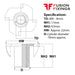 Size guide for the M8 x 11mm Tee Nut, in A2 Stainless Steel from Fusion Fixings.