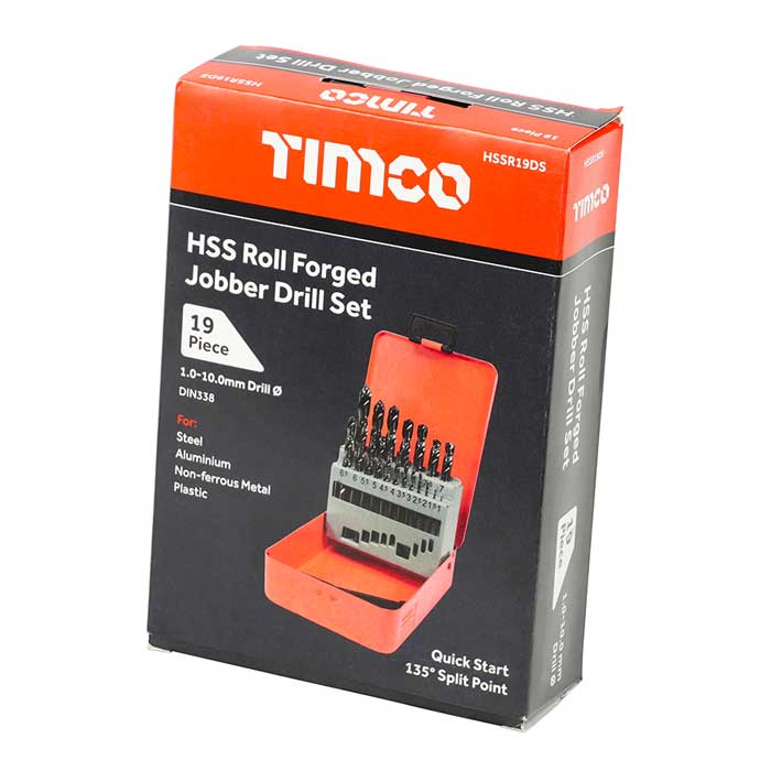 HSS Metric Roll Forged Multi-Purpose Jobber Drill Bit Set 19 Piece 1mm - 10mm (HSSR19DS)