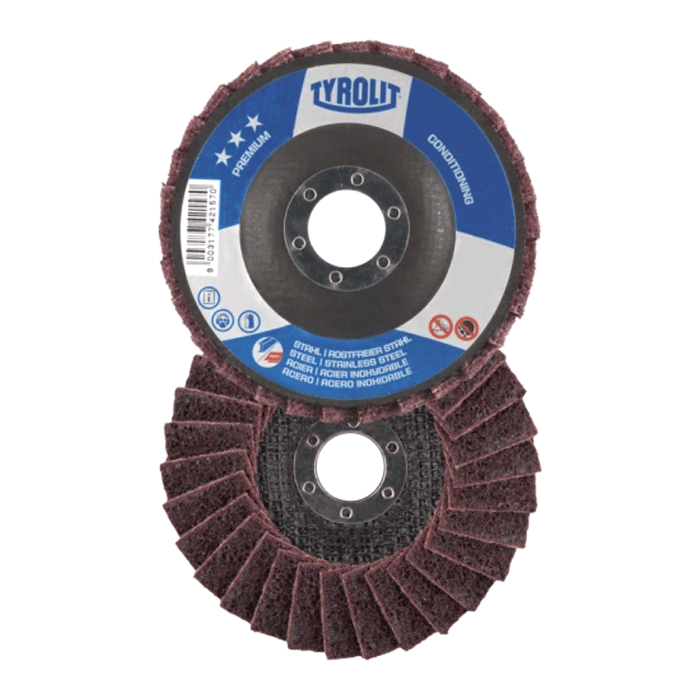 Tyrolit PREMIUM Conditioning Flap Discs, 115mm, Medium, Pack of 5