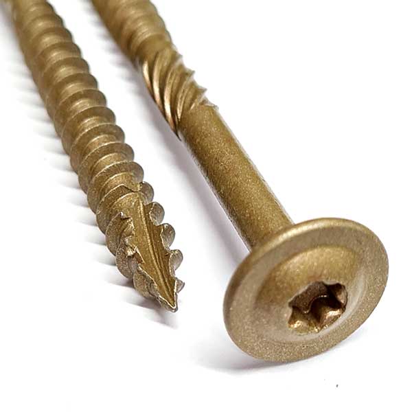 Detail product image for the Timco 8 x 300mm, Wafer Head Timber Screws. Shows the wafer head with Torx recess and wafer head.