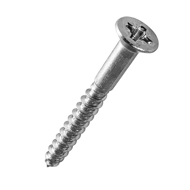 5mm (No.10) x 75mm Pozi Countersunk Wood Screw, A2 Stainless Steel, DIN 7997