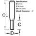 Size guide for the Trend Two Flute Router Cutter, 3mm x 9.5mm, C001AX1/4TC