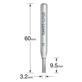Trend Two Flute Router Cutter size guide in m,illimetres.