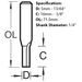 Dimensions diagram for the Trend Two Flute Router Cutter from Fusion Fixings