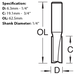 Cutter size diagram for the Trend Two Flute Cutter, 6.3mm x 19.1mm, C007X1/4TC