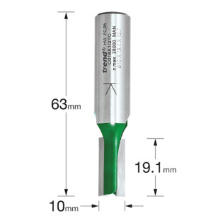 Dimensions for the Trend Two Flute Router Cutter, 10mm x 19.1mm, C016X1/2TC