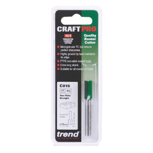 Trend Two Flute Router Cutter, 10mm x 25mm, C016X1/4TC