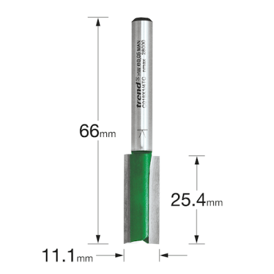Dimension for a Trend, Two Flute Router Cutter, supplied from Fusion Fixings as part of a growing range of Trend products.