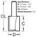 Trend router cutter size guide - Cutter size guide for the Trend Two Flute Straight Router Cutter, 12.7mm x 19.1mm, C020X1/4TC