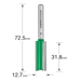 Trend C022X1/4TC Two Flute Router Cutter 12.7mm x 31.8mm, router cutter dimesion