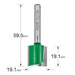 Size guide for the Trend Two Flute Router Cutter, 19.1mm x 19.1mm (C029X1/4TC) - CLEARANCE