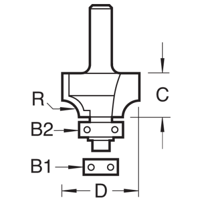 Trend Rounding Over Router Cutter, C074X1/4TC, cutter guide.